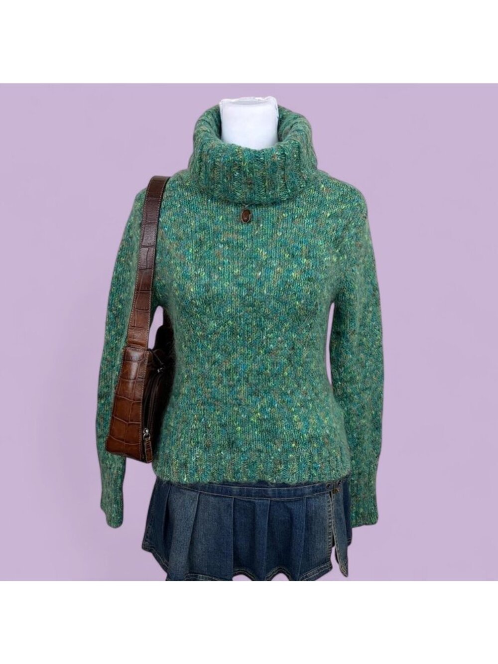 90s fuzzy boho turtleneck sweater